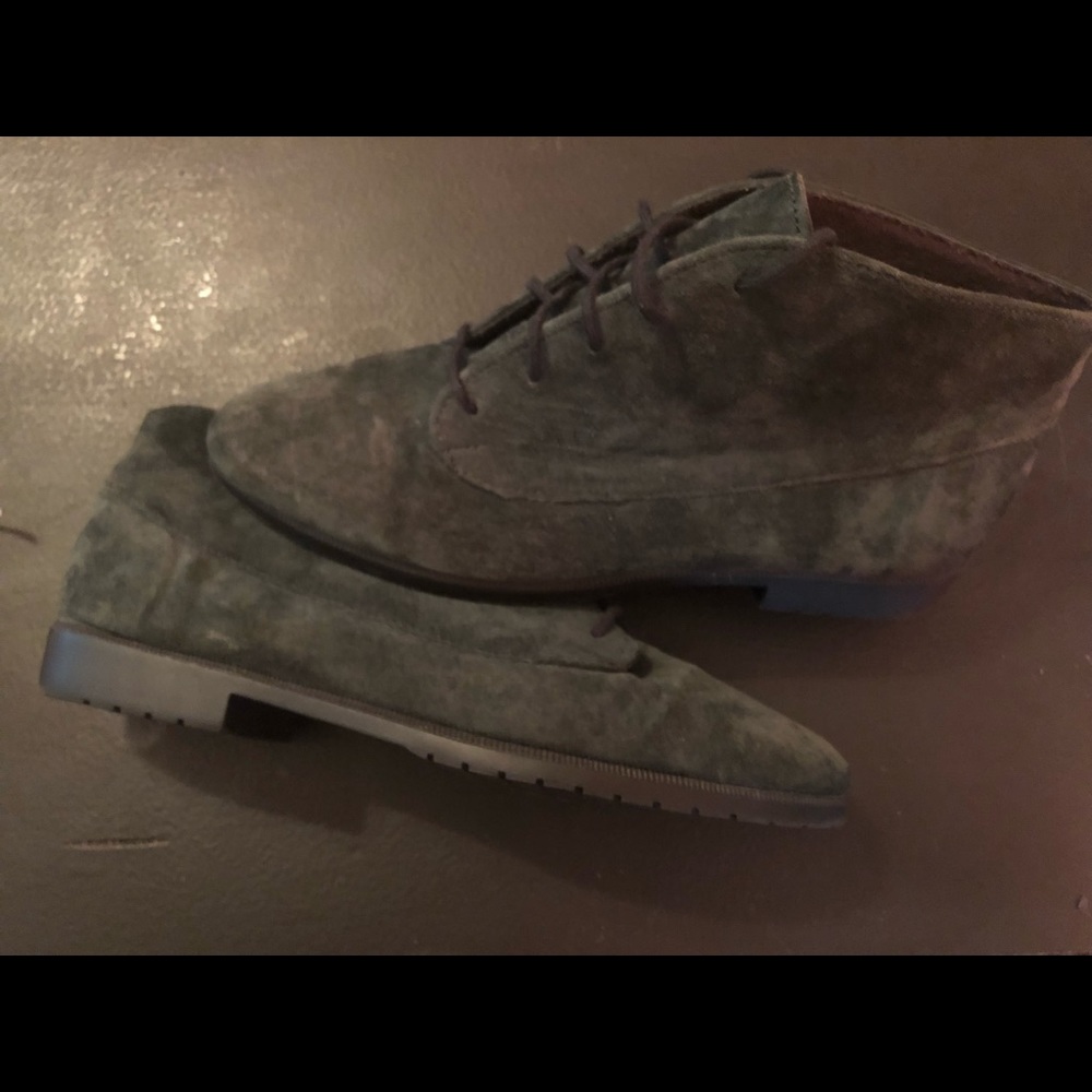 Vintage Munro Dark Green Suede Ankle Boots 8 1/2